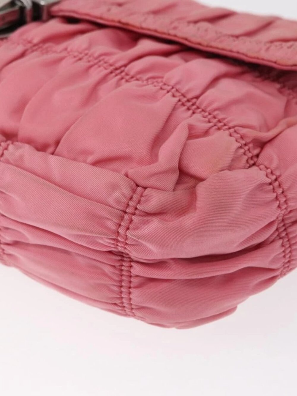 PRADA Gathered Chain Shoulder Bag Nylon Pink Silver Auth 161419 - Picture 4 of 16